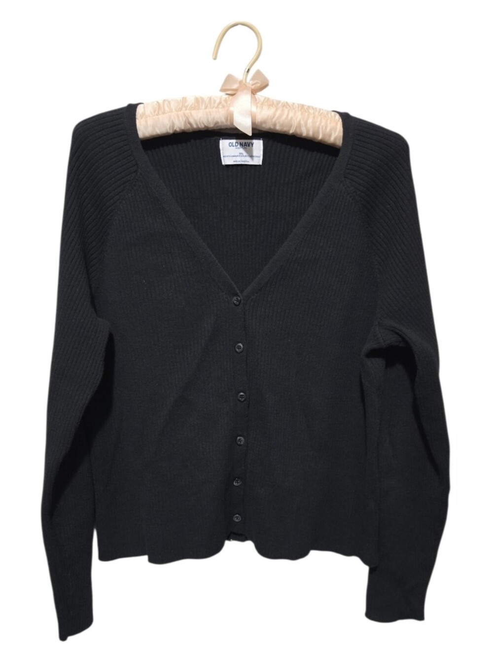 Old Navy Black V-Neck Button-Up Sweater Cardigan Ribbed Ladies Plus Size XXL
